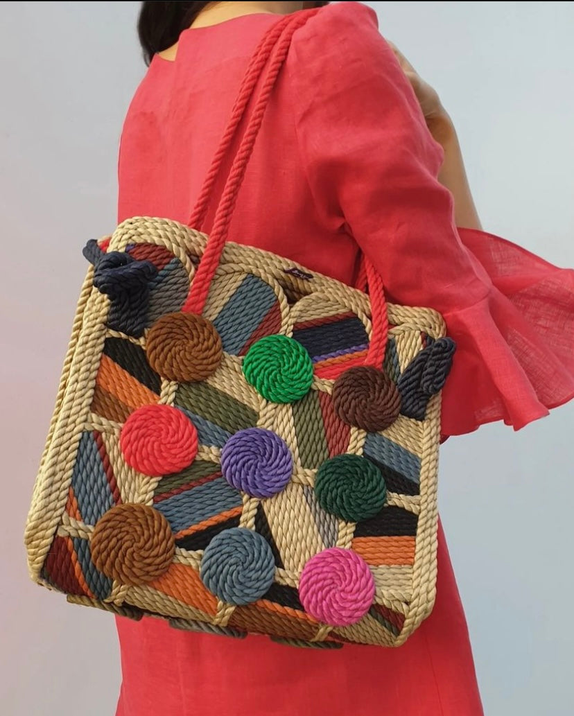 A-series Multicolour  Woven Rope Purse - Image 2